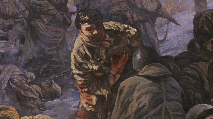 美术经典中的党史第87集孙立新创作的油画作品激战松骨峰